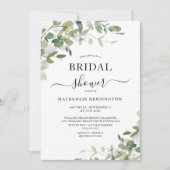 エレガントなユーカリのブライズシャワー 招待状 (正面)