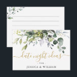 エレガントなユーカリのブライダルシャワーのデートナイトアイデアA アドバイスカード<br><div class="desc">エレガントなユーカリのブライダルシャワーのデートナイトアイデアのアドバイスカード</div>