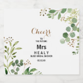 エレガントなユーカリのブライダルシャワースパーキングワインラ スパークリングワインラベル (シングルラベル)