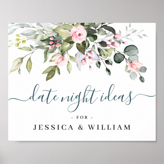 エレガントなユーカリのブライダルシャワーデートナイトアイデア ポスター (正面)