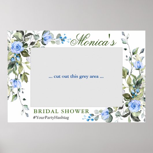 エレガントなユーカリのブライダルシャワーフォトプロップフレーム ポスター (正面)