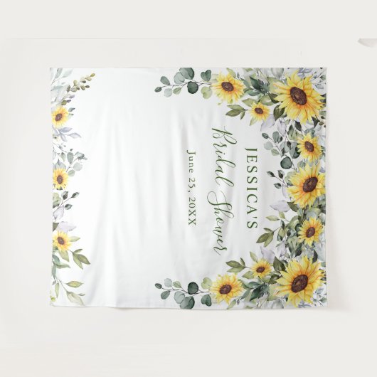 エレガントなユーカリのブライダルシャワー写真用背景 タペストリー (正面(横))