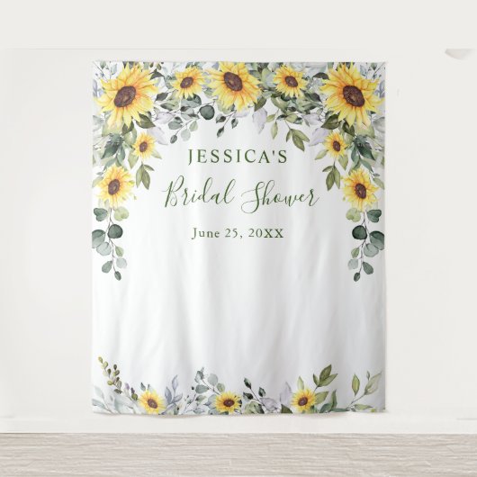 エレガントなユーカリのブライダルシャワー写真用背景 タペストリー (正面)