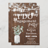 エレガントなユーカリのメイソンジャー 結婚式の招待パーティー 招待状 (正面/裏面)