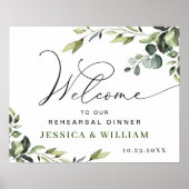 エレガントなユーカリのリハーサルディナー ウェルカムサイン ポスター (正面)