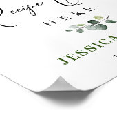 エレガントなユーカリのレシピカード ブライダルシャワーポスト ポスター (角)