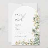 エレガントなユーカリの写真 ウェディング セーブ・ザ・デート 招待状 (正面)