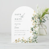 エレガントなユーカリの写真 ウェディング セーブ・ザ・デート 招待状 (スタンド正面)