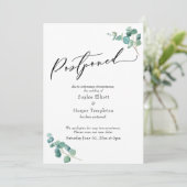エレガントなユーカリの延期結婚式のお知らせ 招待状 (スタンド正面)