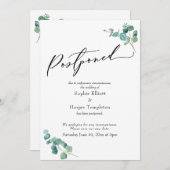 エレガントなユーカリの延期結婚式のお知らせ 招待状 (正面/裏面)