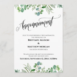 エレガントなユーカリの延期結婚発表 招待状