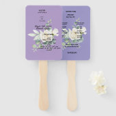 エレガントなユーカリの植物イラストを使用した夏のウェディング ハンドファン (正面&裏面)