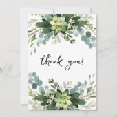 エレガントなユーカリの植物写真 ウェディング サンキューカード (正面)