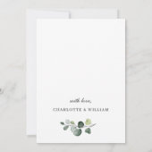 エレガントなユーカリの水彩画エンゲージメントパーティー 招待状 (裏面)