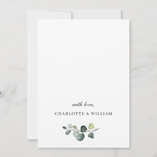 エレガントなユーカリの水彩画エンゲージメントパーティー 招待状 (裏面)