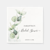 エレガントなユーカリの水彩画 ブライダルシャワーの紙 スタンダードカクテルナプキン (正面)