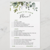 エレガントなユーカリの水彩画 ブライダルシャワーゲーム (裏面)