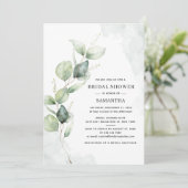 エレガントなユーカリの水彩画 ブライダルシャワー 招待状 (スタンド正面)
