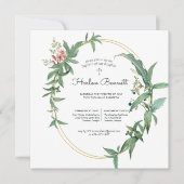 エレガントなユーカリの洗礼または聖洗 招待状 (正面)