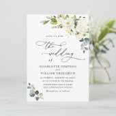 エレガントなユーカリの白いバラとグリーンウェディング 招待状 (スタンド正面)