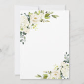 エレガントなユーカリの白いバラとグリーンウェディング 招待状 (裏面)