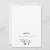 エレガントなユーカリの白いバラのエンゲージメントパーティー 招待状 (裏面)