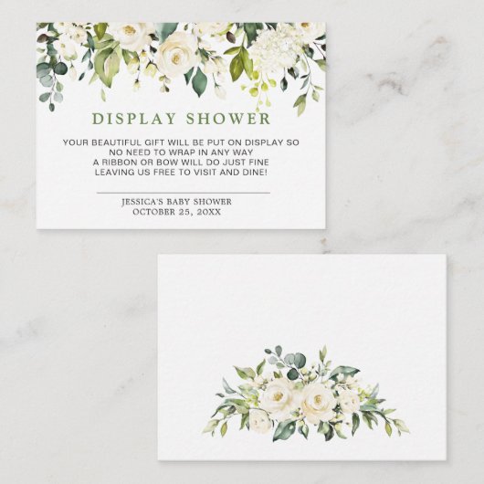 エレガントなユーカリの白いバラのディスプレイシャワー エンクロージャーカード (正面/裏面)