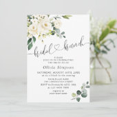 エレガントなユーカリの白いバラのブライダルブランチ 招待状 (スタンド正面)