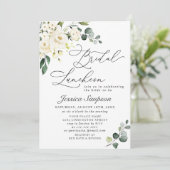 エレガントなユーカリの白いバラのブライダルランチョン 招待状 (スタンド正面)