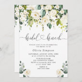 エレガントなユーカリの白いバラのブライダルランチ 招待状 (正面/裏面)