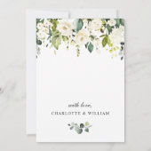 エレガントなユーカリの白いバラのリハーサルディナー 招待状 (裏面)