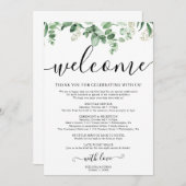 エレガントなユーカリの結婚式のスケジュールプログラム プログラム (正面/裏面)