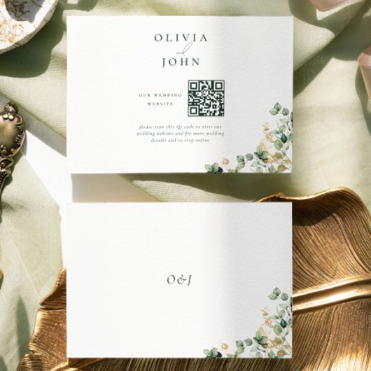 エレガントなユーカリの結婚式ウェブサイト同封カード エンクロージャーカード