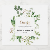 エレガントなユーカリの結婚式スパークリングワインボトルラベル スパークリングワインラベル (シングルラベル)