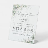 エレガントなユーカリの結婚式タイムラインサイン 台座サイン (正面)