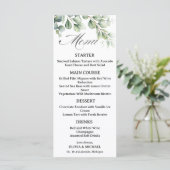 エレガントなユーカリの結婚式メニューカード メニュー (スタンド正面)