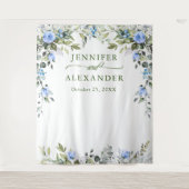 エレガントなユーカリの結婚式写真ブースの背景 タペストリー (正面)