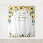 エレガントなユーカリの結婚式写真ブースの背景 タペストリー (正面)