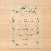 エレガントなユーカリの花輪 モノグラム Save The Date アクリル招待状 (正面)