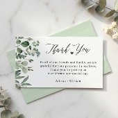 エレガントなユーカリの葉のウェディングテーブルサンクスカード エンクロージャーカード