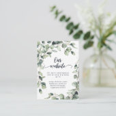 エレガントなユーカリの葉のウェディング エンクロージャーカード (スタンド正面)