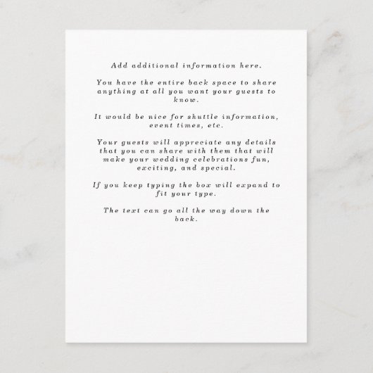 エレガントなユーカリの葉のウェディング エンクロージャーカード (裏面)