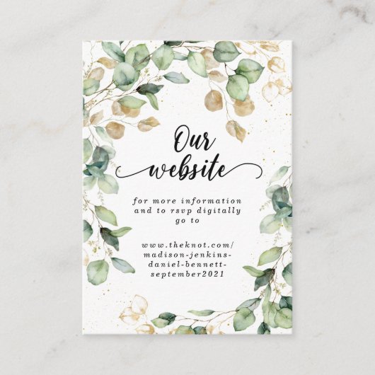 エレガントなユーカリの葉のウェディング エンクロージャーカード (正面)