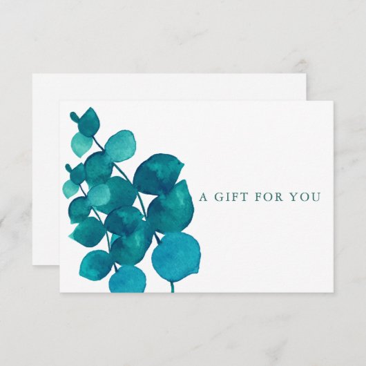 エレガントなユーカリの葉のギフト証明書 (正面/裏面)