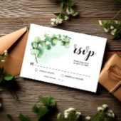 エレガントなユーカリの葉のグリーンウェディング出欠確認 出欠カード