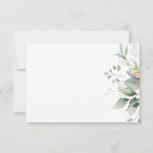 エレガントなユーカリの葉のグリーンゴールドのウェディング 出欠カード (裏面)