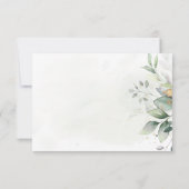 エレガントなユーカリの葉のグリーンゴールドのウェディング 出欠カード (裏面)