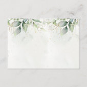 エレガントなユーカリの葉のグリーンゴールドの結婚式 出欠カード (裏面)