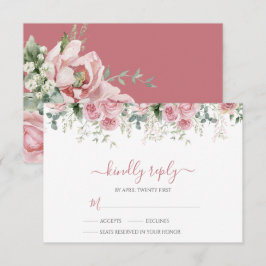 エレガントなユーカリの葉のグリーン ゴールドのウェディング 出欠カード