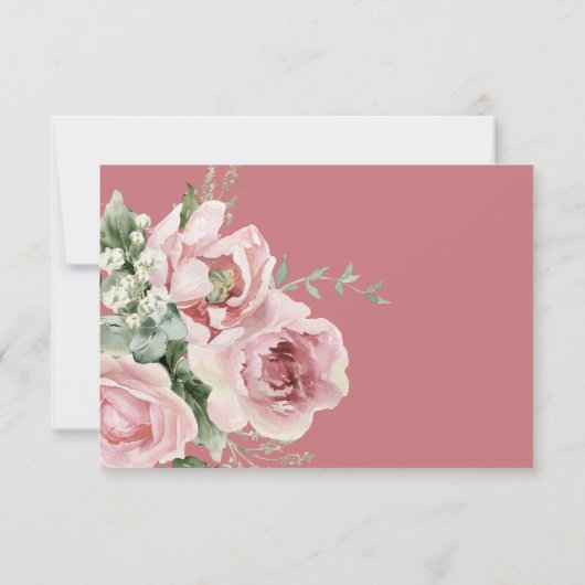 エレガントなユーカリの葉のグリーン ゴールドのウェディング 出欠カード (裏面)